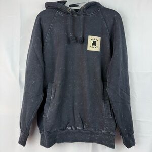 Vintage Teddy Fresh Black Gray Acid Wash Pullover Grunge Hoodie Sweatshirt Small